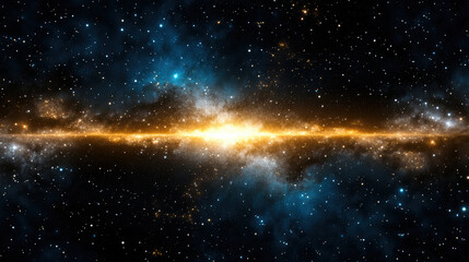 Obraz premium Stunning cosmic scene featuring bright, glowing band of stars and gas deep space, creating