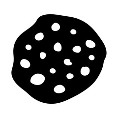 Stylized Chocolate Chip Cookie Illustration with Multiple White Chips and Irregular Shape