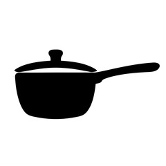 Silhouette image of a saucepan with a lid on a white background