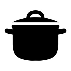 Black Silhouette of a Covered Cooking Pot for Culinary Design Projects