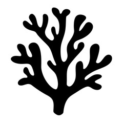 Black silhouette of a stylized sea coral on white background image