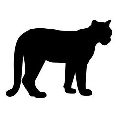 Black silhouette of a standing puma creating a powerful majestic figure