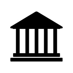 Simple black and white vector icon of a classical building facade
