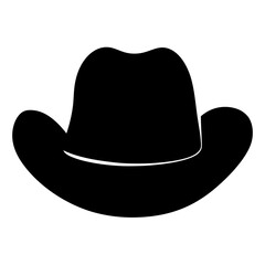 Simple black silhouette of a traditional cowboy hat with white outline detail