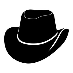 Monochromatic Black Cowboy Hat with Distinct Brim and Crown Outlines