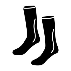 Pair of black socks icon for apparel, fashion and clothing design
