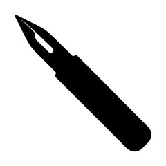 Black Silhouette of a Scalpel or Utility Knife with Sharp Blade Design