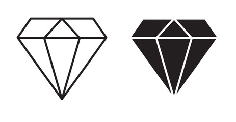 Diamond icon set flat style. Vector illustration collection.
