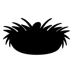 Abstract silhouette of a bird nest made of twigs and grass