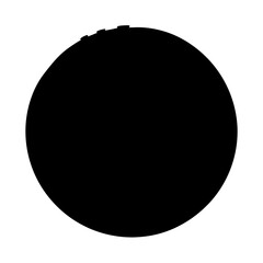 Black circular silhouette on a white background, simple yet impactful design