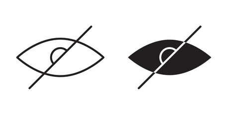 Hide icon set flat style. Vector illustration collection.