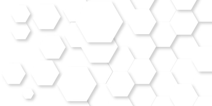 Abstract emboss white Hexagonal Background. Luxury White Pattern. Futuristic minimal honeycomb mosaic white background. geometric mesh cell texture. modern futuristic wallpaper.