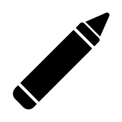 Black and white illustration of a crayon on a white background, simple design