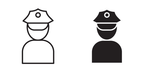 Police icon set flat style. Vector illustration collection.