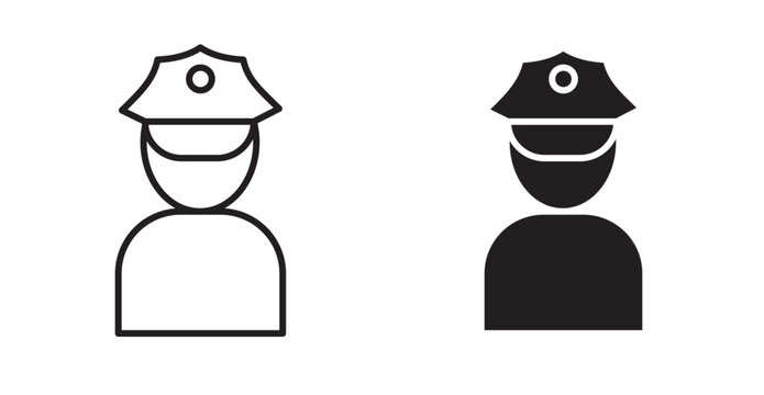 Police icon set flat style. Vector illustration collection.