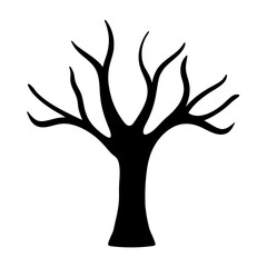 Silhouette of a Bare Tree with Branches Reaching Out, Stark and Minimal