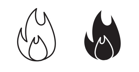Fire icon set flat style. Vector illustration collection.