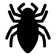 Stylized silhouette of an insect or arachnid with eight legs