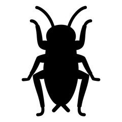 Black Silhouette of an Insect with Antennae and Six Legs
