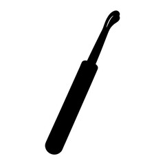 Black silhouette of an ear cleaning tool on a white background