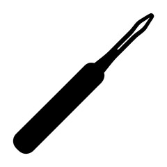 Black silhouette of a flat head screwdriver used for repairs and fastening