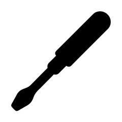 Simple black silhouette of a flathead screwdriver tool for construction work