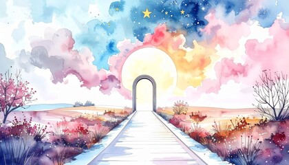 幻想的な門の背景イラスト