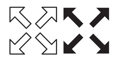 Expand icon set flat style. Vector illustration collection.