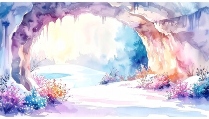 幻想的な洞窟の背景イラスト