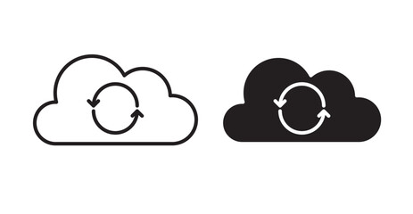 Cloud sync icon set flat style. Vector illustration collection.