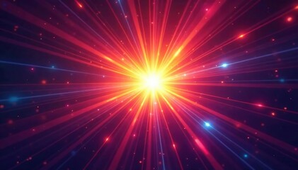 Naklejka premium Dynamic starburst light effect, radiating beams of light, bright and colorful, perfect for backgrounds , design, background