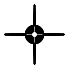 Stylized crosshair target symbol in black and white simple and minimal
