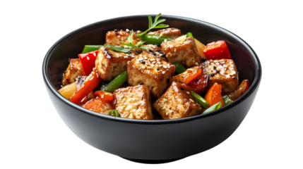 Delicious Tofu StirFry Recipe isolated on transparent background