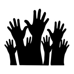 Obraz premium A black silhouette of several hands reaching up towards the sky