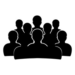 Stylized silhouette of a group of people representing community or crowd