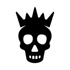 Skull Icon with a Crown, Black and White Royalty of Death