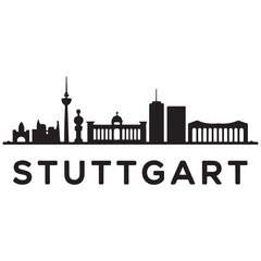 Fototapeta premium Vector Stuttgart skyline. Travel Stuttgart famous landmarks. Business and tourism concept for presentation, banner, web site. Vector black silhouette. with white background