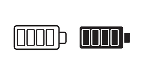 Battery icon set flat style. Vector illustration collection.