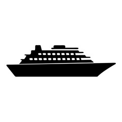 Obraz premium Silhouette illustration of a large cruise ship with many windows visible