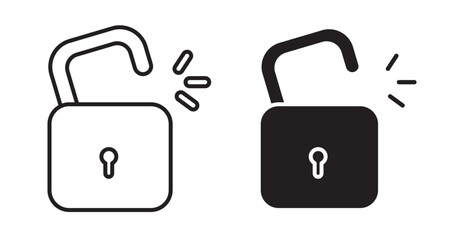 Obraz premium Unlock icon set flat style. Vector illustration collection.