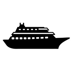 Obraz premium Silhouette of a modern cruise ship or yacht on the water, side view