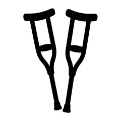 Monochrome Illustration of a Pair of Crutches for Injury or Disability Aid