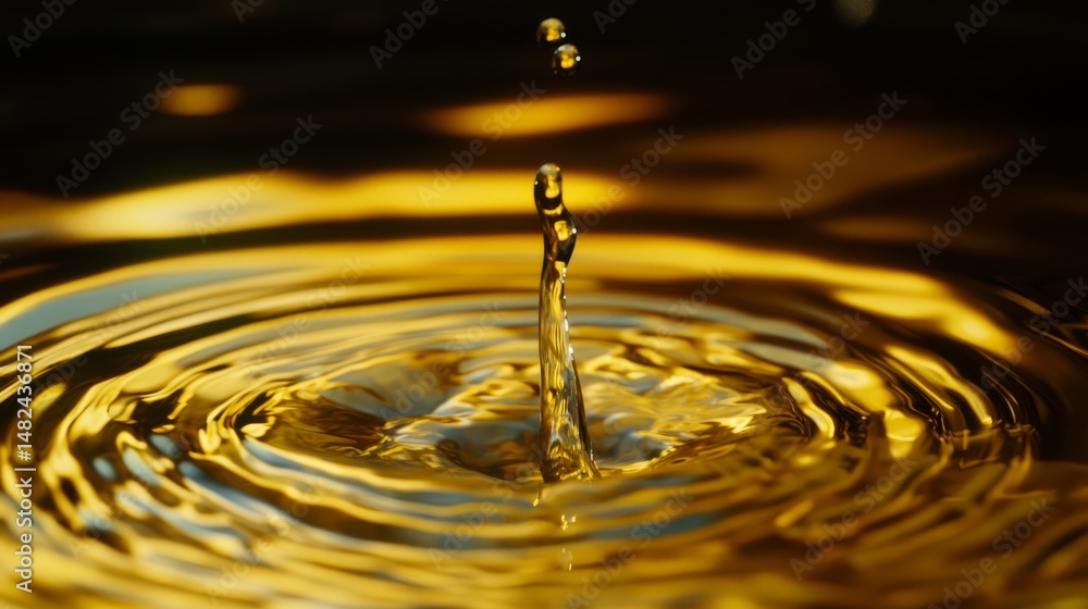 Poster abstract background with yellow oil drops suspended in water featuring liquid texture patterns and l