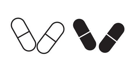 Pill icon set flat style. Vector illustration collection.