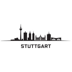 Vector Stuttgart skyline. Travel Stuttgart famous landmarks. Business and tourism concept for presentation, banner, web site. Vector black silhouette. with white background