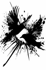 lapwing bird graffiti silhouette, animal grunge icon, spray wall art symbol, grafitti tag isolated