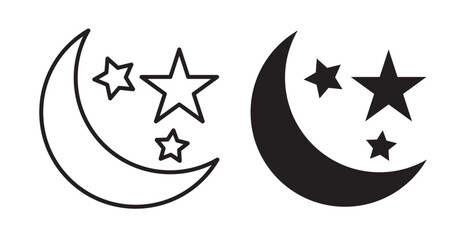 Moon stars icon set flat style. Vector illustration collection.