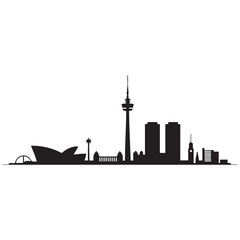 Fototapeta premium Vector Stuttgart skyline. Travel Stuttgart famous landmarks. Business and tourism concept for presentation, banner, web site. Vector black silhouette. with white background