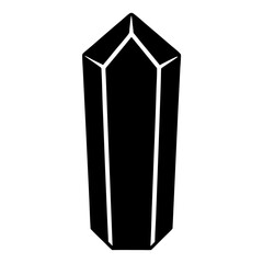 Stylized Black Crystal Silhouette Isolated on White Background with Facets