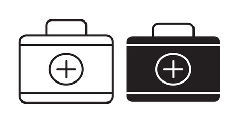 Doctor bag icon set flat style. Vector illustration collection.